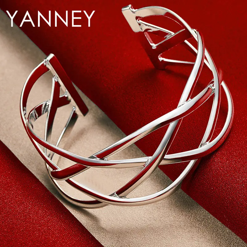 Charm 925 Sterling Silver Fine Braided Open Bangle Bracelet For Women Men Fashion Hip Hop Jewelry Gifts Party
Charm 925 Sterling Silver Fine Braided Open Bangle Bracelet For Women Men Fashion Hip Hop Jewelry Gifts Party