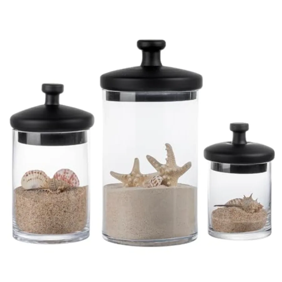 Glass Apothecary Jar Set with Black Lids Decorative Kitchen and Bathroom Storage Canisters Wedding Centerpiece Jars Candy Buffe
Glass Apothecary Jar Set with Black Lids Decorative Kitchen and Bathroom Storage Canisters Wedding Centerpiece Jars Candy Buffe