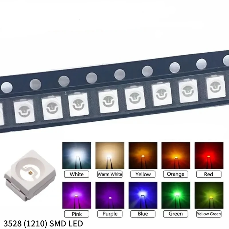 100PCS 3528 SMD LED Alloy Wire RED BLUE YELLOW GREEN ICE Blue PINK PURPLE 20mA Super Bright
100PCS 3528 SMD LED Alloy Wire RED BLUE YELLOW GREEN ICE Blue PINK PURPLE 20mA Super Bright