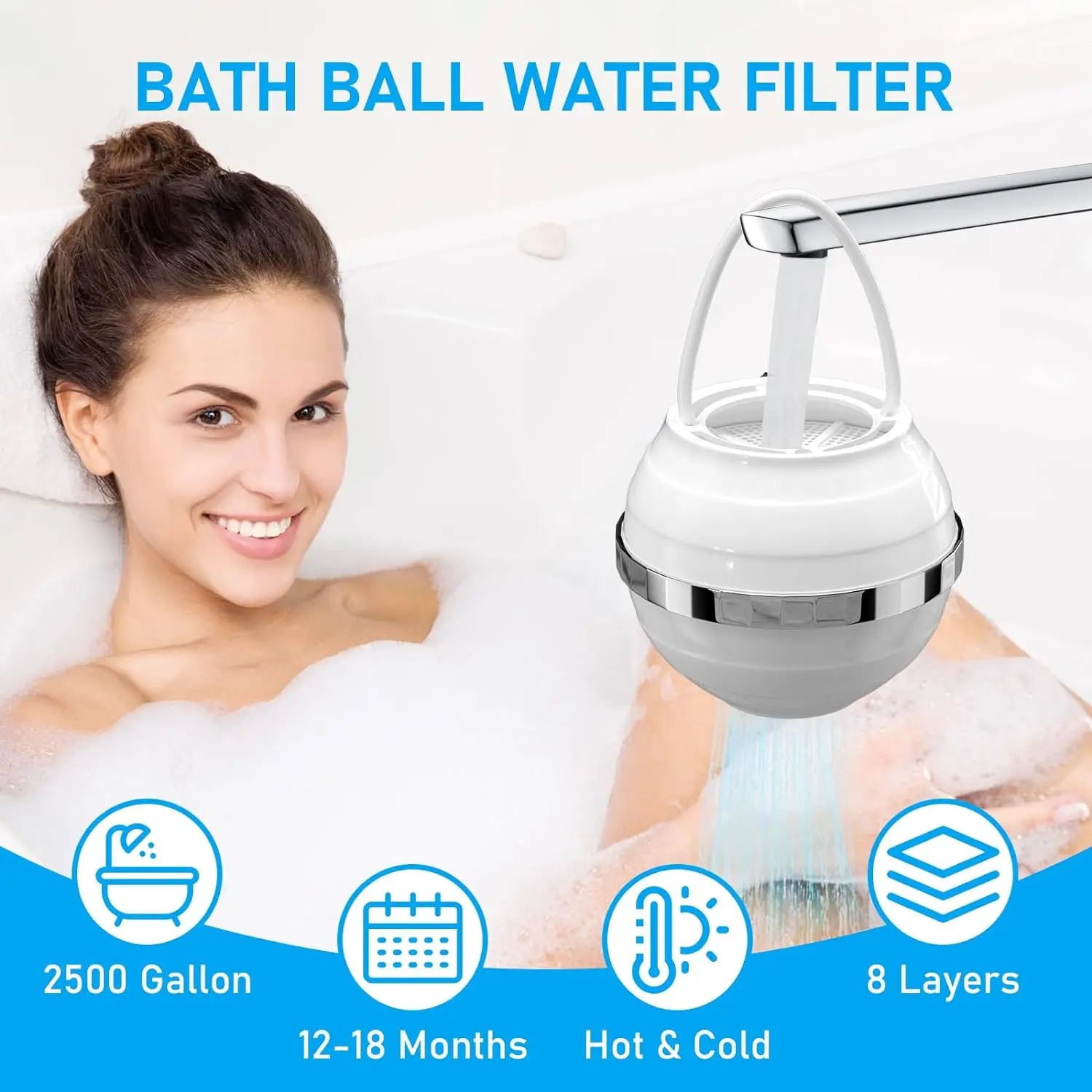 Bath Filter for Tub Faucet, 10 Stages Bath Water Filter Hard Water Softener Removes Contaminants pH Balancer
Bath Filter for Tub Faucet, 10 Stages Bath Water Filter Hard Water Softener Removes Contaminants pH Balancer