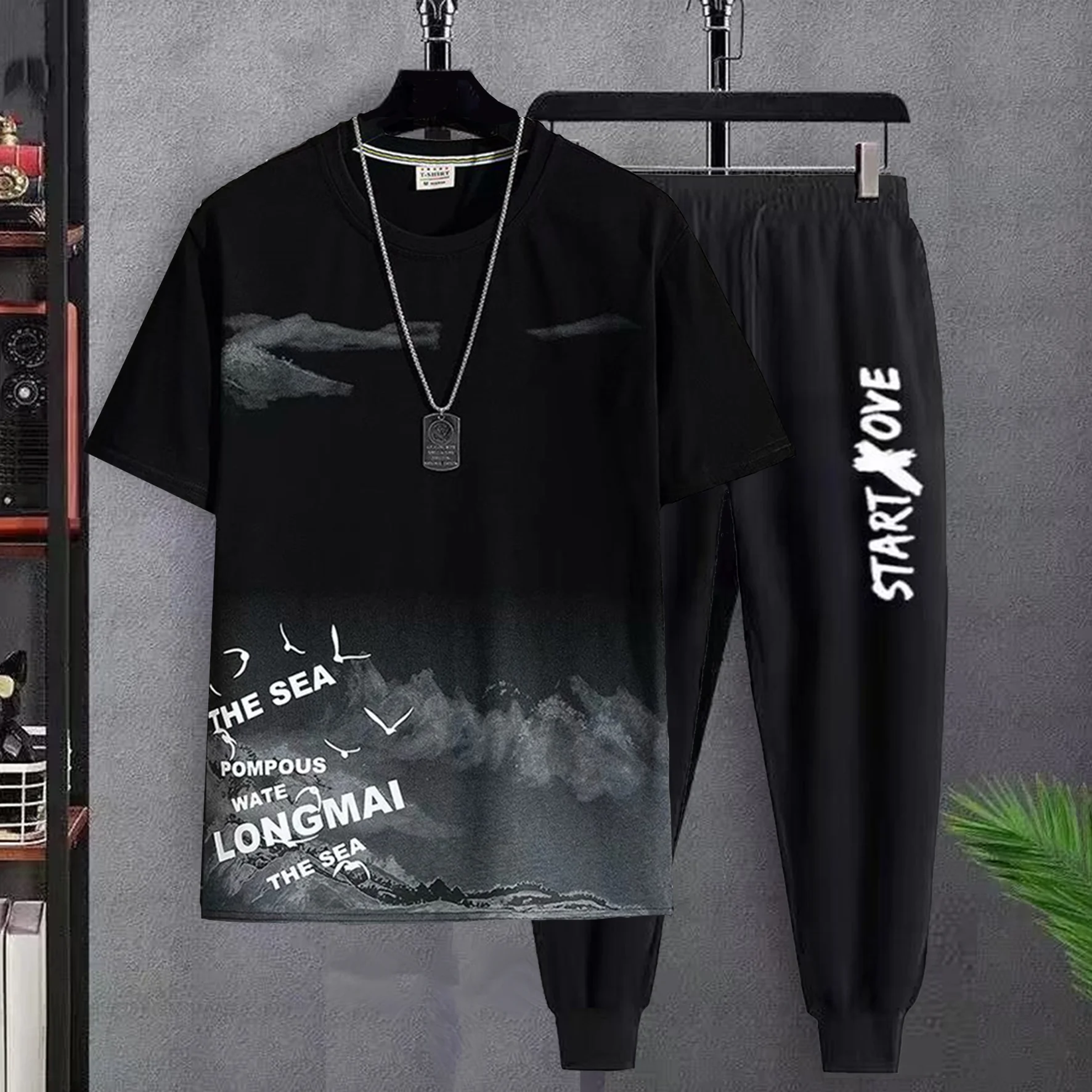 Suits for men Men's Autumn Set Gym Outfit Student Short sleeve Tee + Long Pants 2 Piece Set Tracksuits Men Casual Men Clothing
Suits for men Men's Autumn Set Gym Outfit Student Short sleeve Tee + Long Pants 2 Piece Set Tracksuits Men Casual Men Clothing