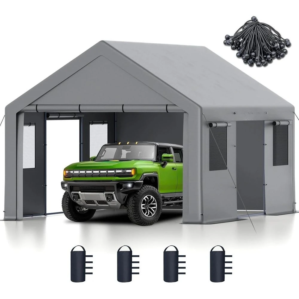 Heavy-Duty 13x20 Carport with Waterproof & UV Protection, Reinforced Steel Frame for All-Weather Vehicle and Workshop Shelter
Heavy-Duty 13x20 Carport with Waterproof & UV Protection, Reinforced Steel Frame for All-Weather Vehicle and Workshop Shelter
