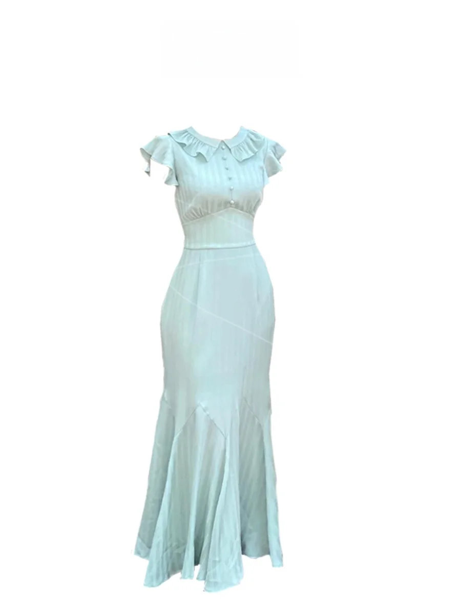 Summer Women's Gentle Style Frock Dress High Waist Slimming Fish Tail Long Dress plus Size Comfortable A-Line Korean Version
Summer Women's Gentle Style Frock Dress High Waist Slimming Fish Tail Long Dress plus Size Comfortable A-Line Korean Version
