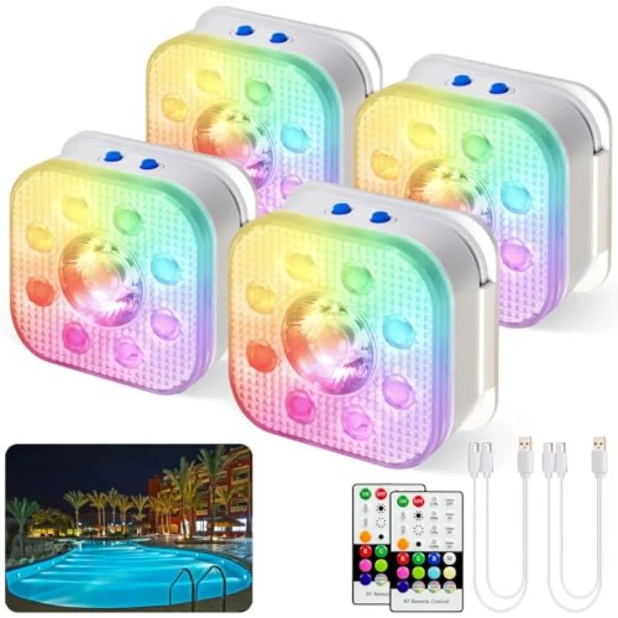Pool Lights, Rechargeable Submersible LED Lights with Remote, Waterproof Magnetic Floating Light, Underwater Battery Spotlight
Pool Lights, Rechargeable Submersible LED Lights with Remote, Waterproof Magnetic Floating Light, Underwater Battery Spotlight