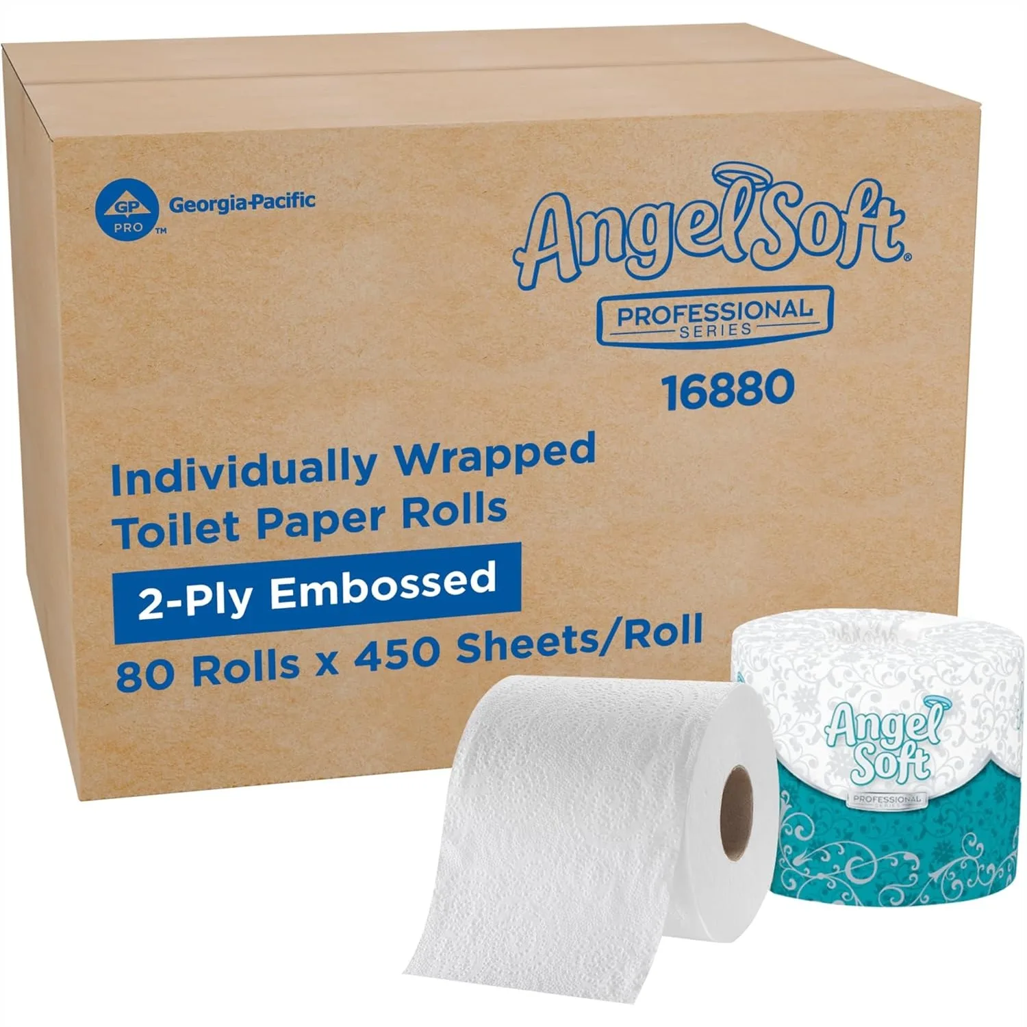 2-Ply Embossed Toilet Paper 450 Sheets Per Roll, 80 Rolls Bulk Case for Commercial Restrooms, Individually Wrapped, Septic Safe
2-Ply Embossed Toilet Paper 450 Sheets Per Roll, 80 Rolls Bulk Case for Commercial Restrooms, Individually Wrapped, Septic Safe