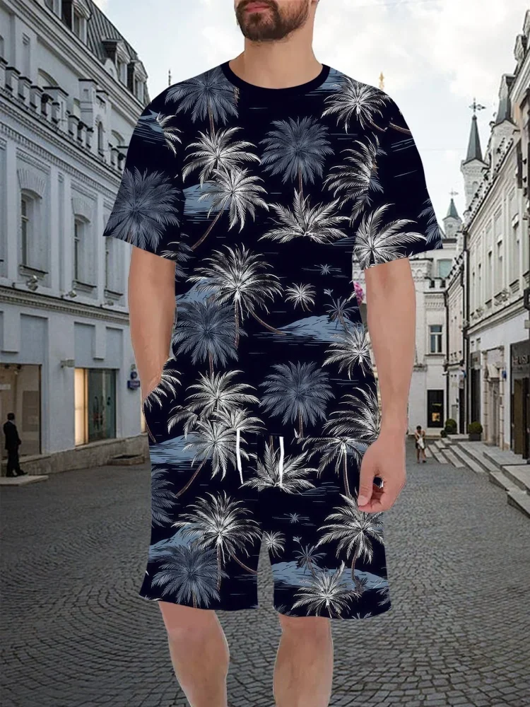 Fashion T-Shirt and Shorts Set Stylish Streetwear Men 3D Short-Sleeve Oversized Top with Palm Tree Print Men's Two-piece Set
Fashion T-Shirt and Shorts Set Stylish Streetwear Men 3D Short-Sleeve Oversized Top with Palm Tree Print Men's Two-piece Set