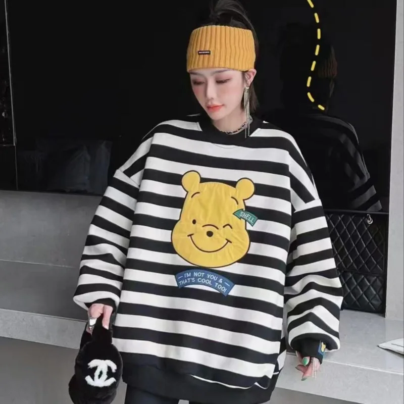 Disney Winnie The Pooh Kawaii Embroidered Striped Hoodie Women's New Fashion Plush Pullovers Korean Version Casual Versatile Top
Disney Winnie The Pooh Kawaii Embroidered Striped Hoodie Women's New Fashion Plush Pullovers Korean Version Casual Versatile Top