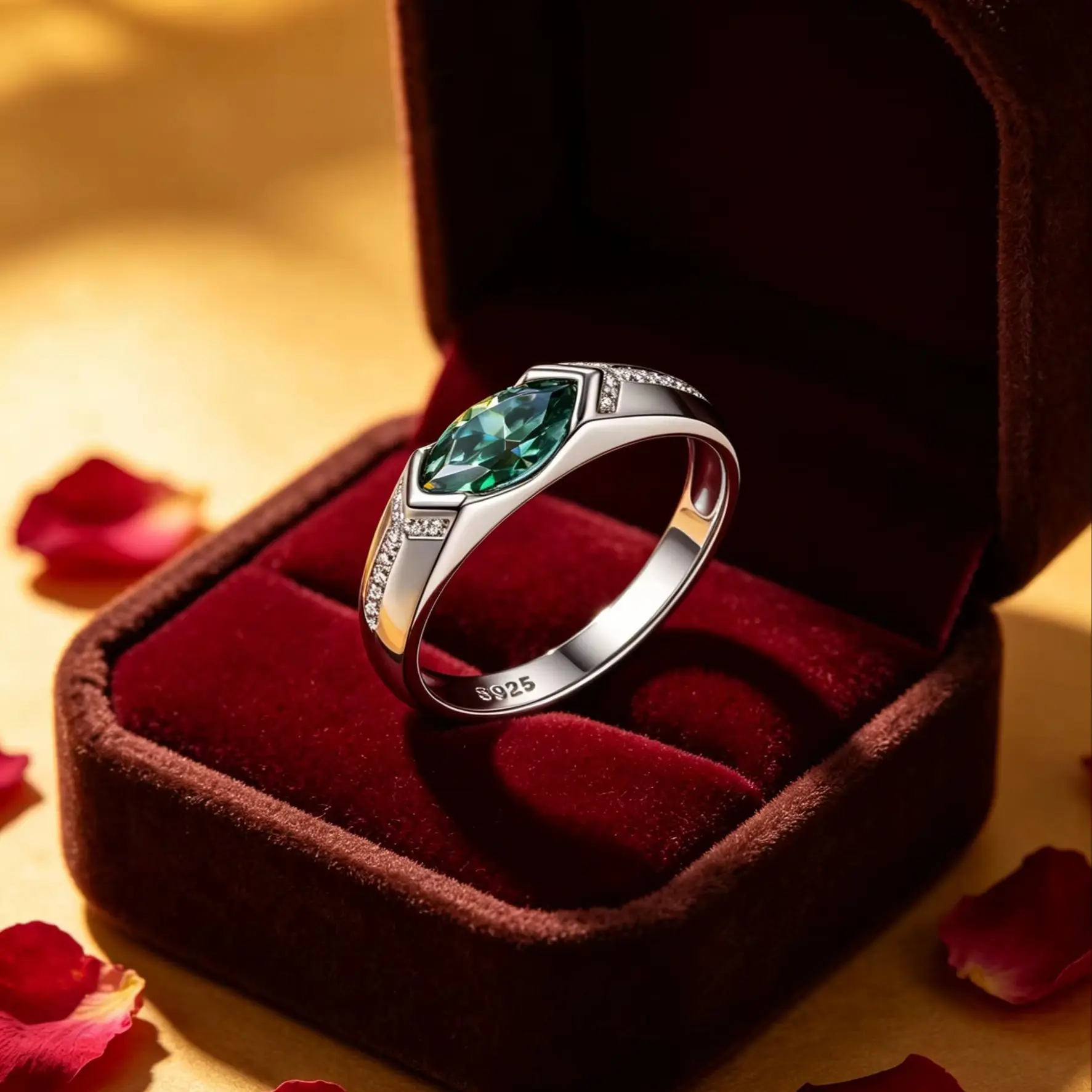 Women's Green Horse Eye Shaped Moissanite Diamond Ring S925 Silver Plated 18K White Gold 1.0ct
Women's Green Horse Eye Shaped Moissanite Diamond Ring S925 Silver Plated 18K White Gold 1.0ct