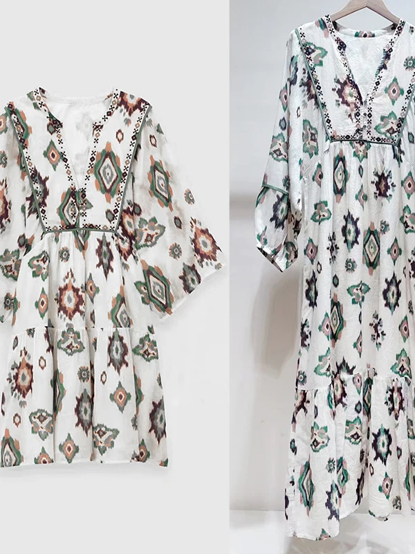 Bohemian Style Sexy Printed Belted Long Dress V-Neck Strapless Gown Polyester Fabric Loose Fit Tourist Wear Summer 2026
Bohemian Style Sexy Printed Belted Long Dress V-Neck Strapless Gown Polyester Fabric Loose Fit Tourist Wear Summer 2026