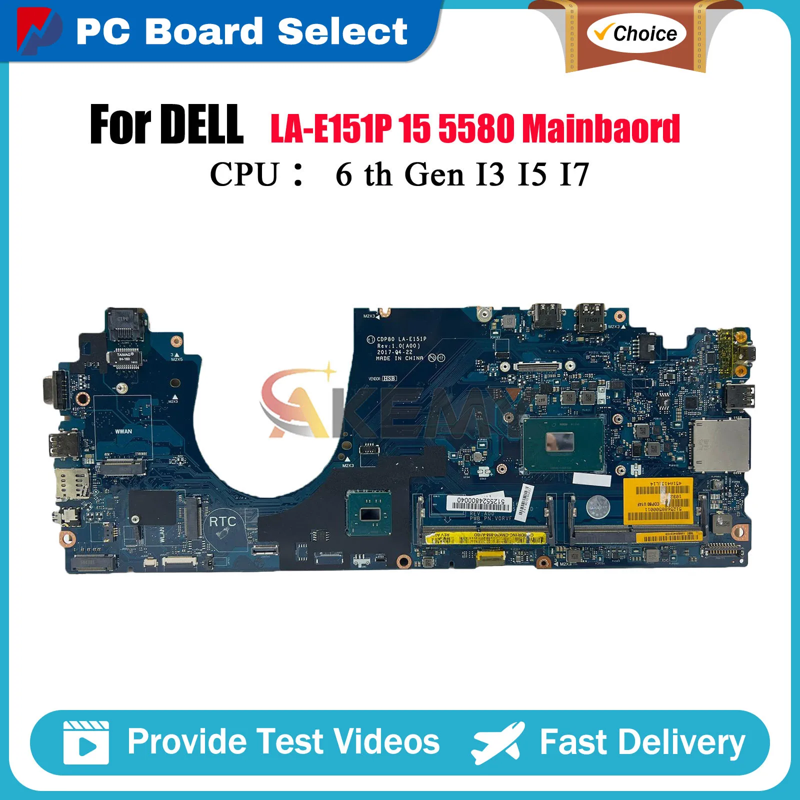 Laptop Motherboard For Dell Latitude 5580 CDP80 LA-E151P with i5 i7 6/7th Gen CPU 00C144 08T984 0F3F59 0GDGX9 100% Fully Tested
Laptop Motherboard For Dell Latitude 5580 CDP80 LA-E151P with i5 i7 6/7th Gen CPU 00C144 08T984 0F3F59 0GDGX9 100% Fully Tested