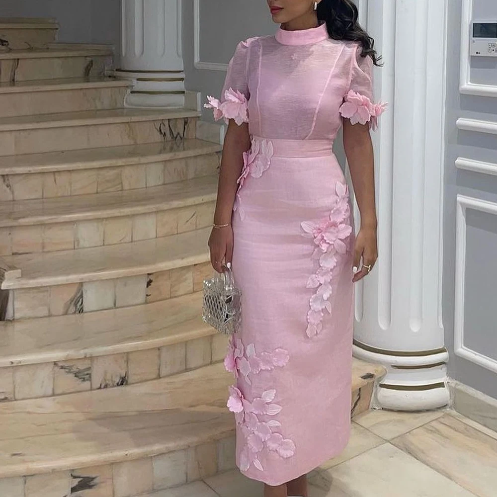 Short Sleeves Celebrity Dress Tea Length High Neckline Jersey Short Sleeves Pleats Flowers Dresses For Formal Occasions Classic
Short Sleeves Celebrity Dress Tea Length High Neckline Jersey Short Sleeves Pleats Flowers Dresses For Formal Occasions Classic