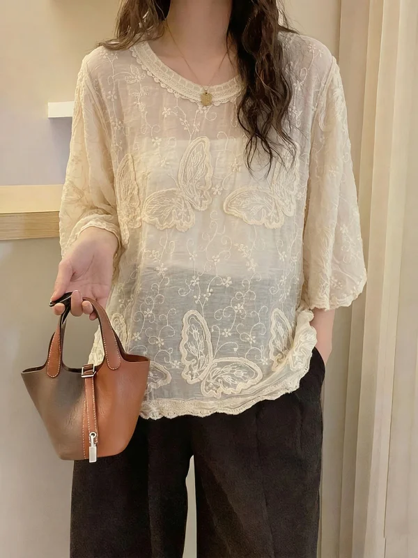 3D Short Sleeve Lace Shirt Women's Summer New Bohemian Style plus Size Fat MM Shoulder Length Korean Style Top
3D Short Sleeve Lace Shirt Women's Summer New Bohemian Style plus Size Fat MM Shoulder Length Korean Style Top