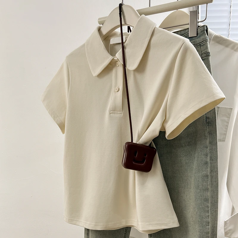Summer New Niche Design Women T-shirt Fashion Turndown Collar Short-Sleeve T-shirt Simple Loose Casual Top
Summer New Niche Design Women T-shirt Fashion Turndown Collar Short-Sleeve T-shirt Simple Loose Casual Top