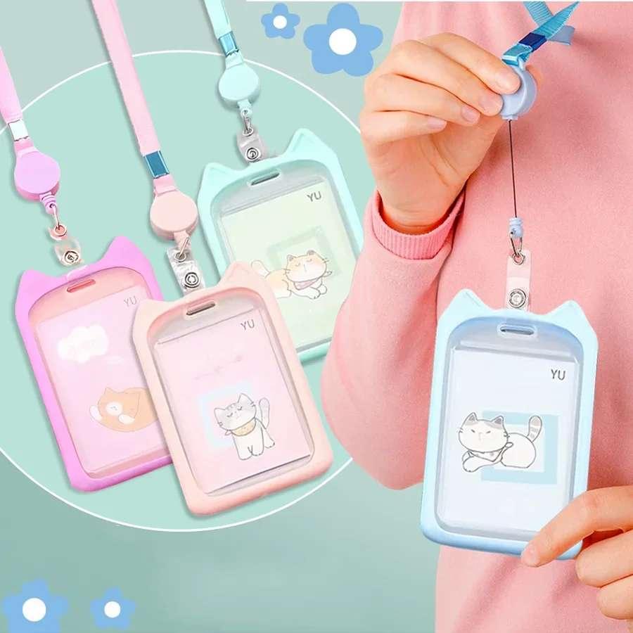 Cat Ear Card Holder+Retractable Reel Lanyard,Work ID Card Holder Campus Card Neck Lanyard Badge Holder Protective Cover
Cat Ear Card Holder+Retractable Reel Lanyard,Work ID Card Holder Campus Card Neck Lanyard Badge Holder Protective Cover