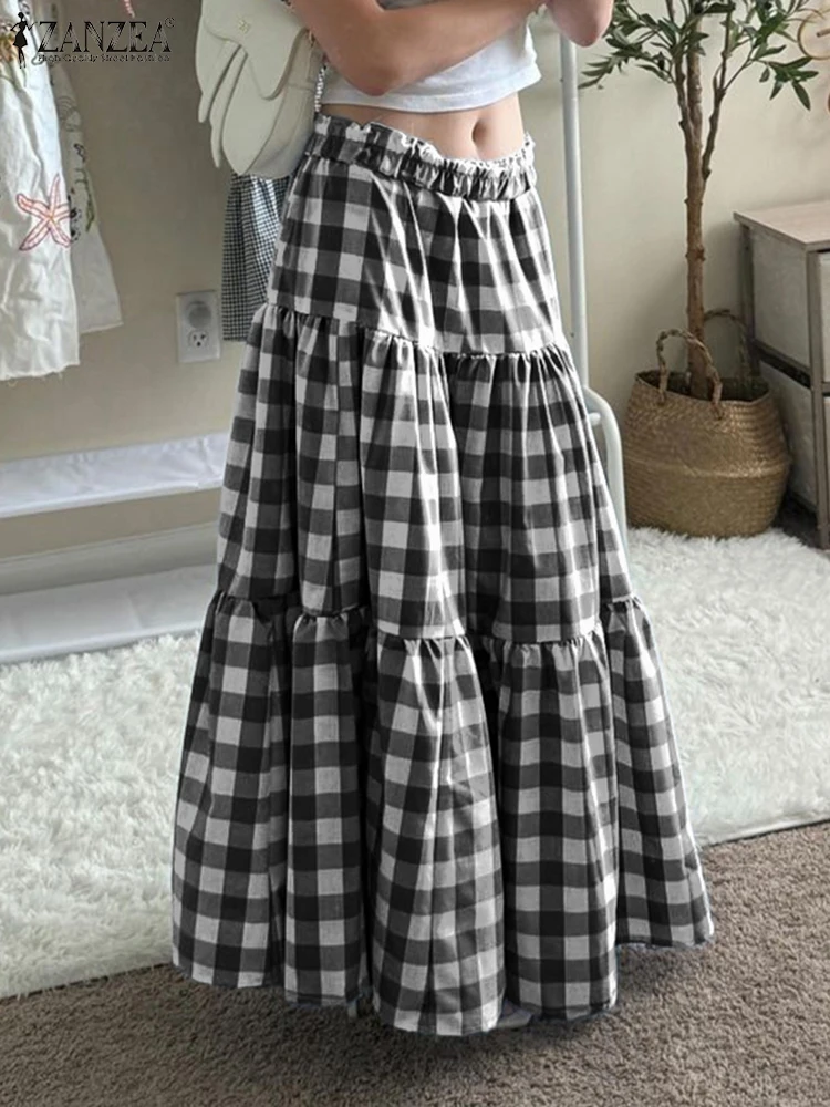 ZANZEA Casual A-Line Elastic Waist Long Skirts Women Plaid Maxi Skirts 2025 Summer Ruffled Overskirts Ankle-Length Bottoms Baggy
ZANZEA Casual A-Line Elastic Waist Long Skirts Women Plaid Maxi Skirts 2025 Summer Ruffled Overskirts Ankle-Length Bottoms Baggy