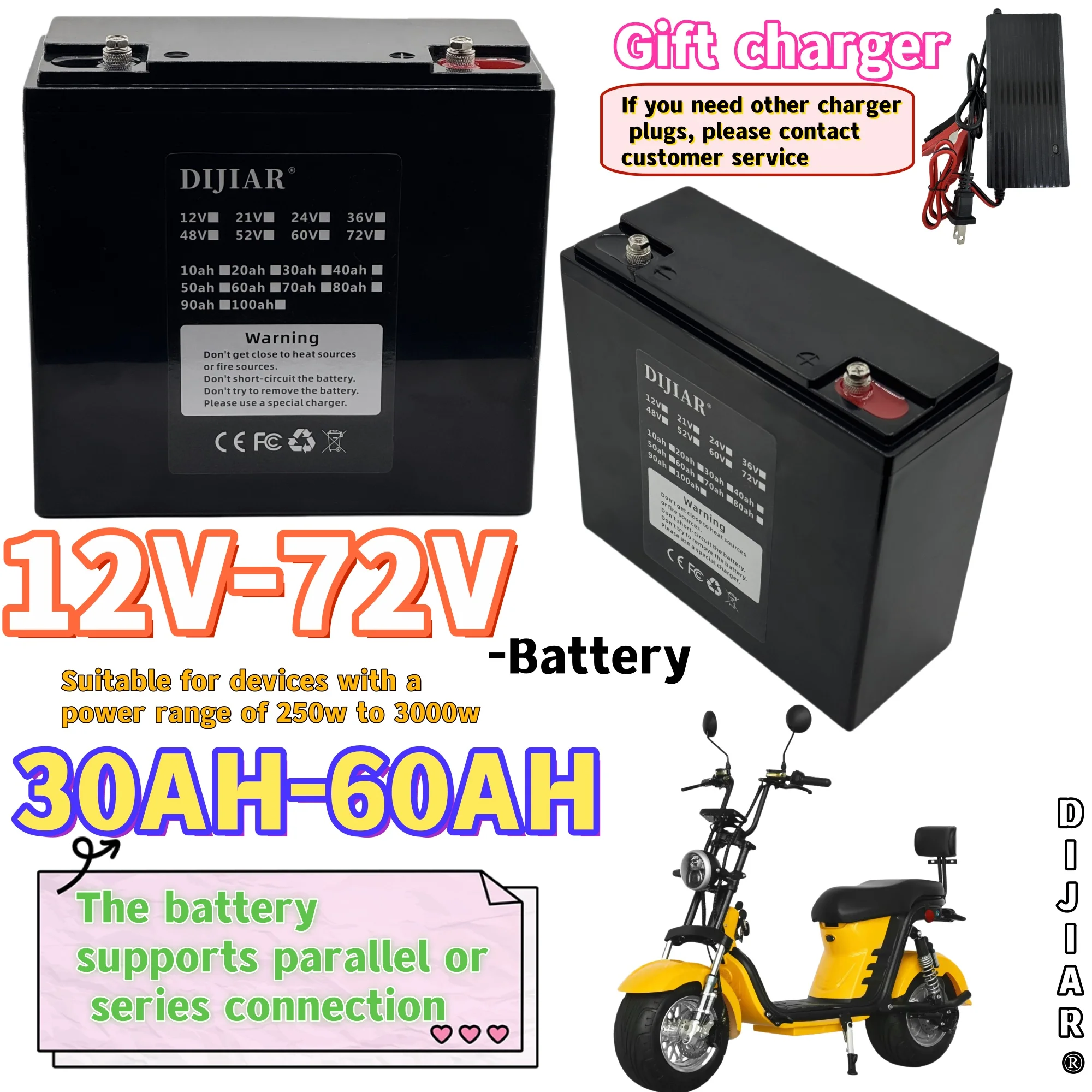 Air freight express delivery, new product 12V15AH-30AH 32140LIFePO4 battery, can be connected in series with 24V36V48V60V72V
Air freight express delivery, new product 12V15AH-30AH 32140LIFePO4 battery, can be connected in series with 24V36V48V60V72V