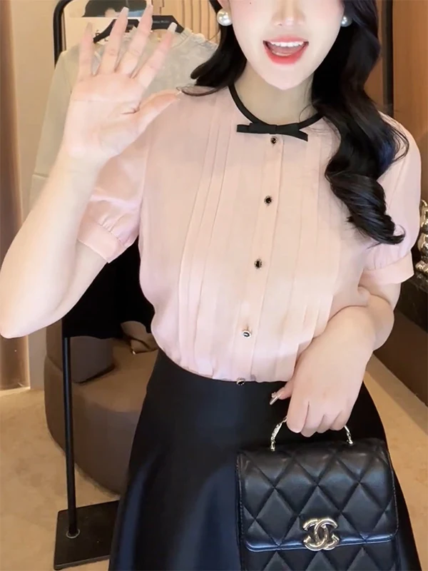 European Style Loose Shirt Short Sleeve Commute Fashion White Enhancing Women's Big Size Summer Top Elegant Ladylike
European Style Loose Shirt Short Sleeve Commute Fashion White Enhancing Women's Big Size Summer Top Elegant Ladylike
