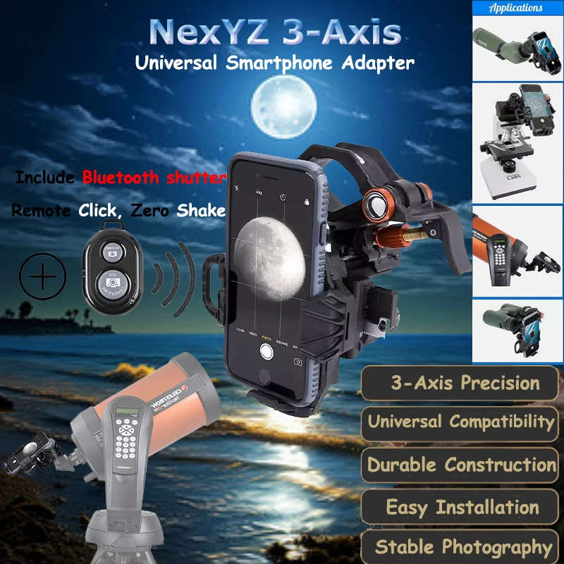 Celestron NexYZ 3-осевой телефонный адаптер Universa аксессуары для окуляров телескоп бинокулярное крепление для монокуляра для астрофотографии
Celestron NexYZ 3-осевой телефонный адаптер Universa аксессуары для окуляров телескоп бинокулярное крепление для монокуляра для астрофотографии