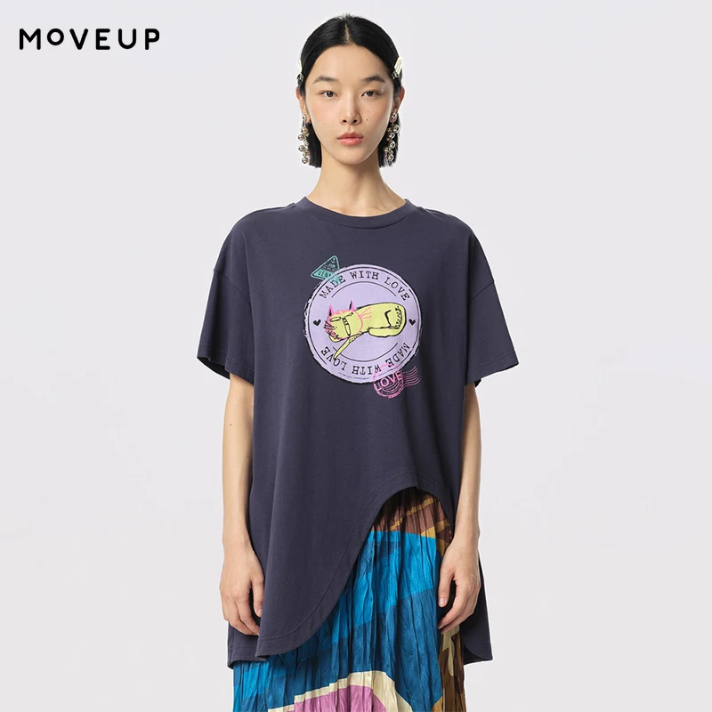 MOVEUP Short Sleeved T-Shirt 2026 Summer New Fun Cat Print Irregular Curved Hem Pure Cotton Tees Casual Top For Women 324210501
MOVEUP Short Sleeved T-Shirt 2026 Summer New Fun Cat Print Irregular Curved Hem Pure Cotton Tees Casual Top For Women 324210501