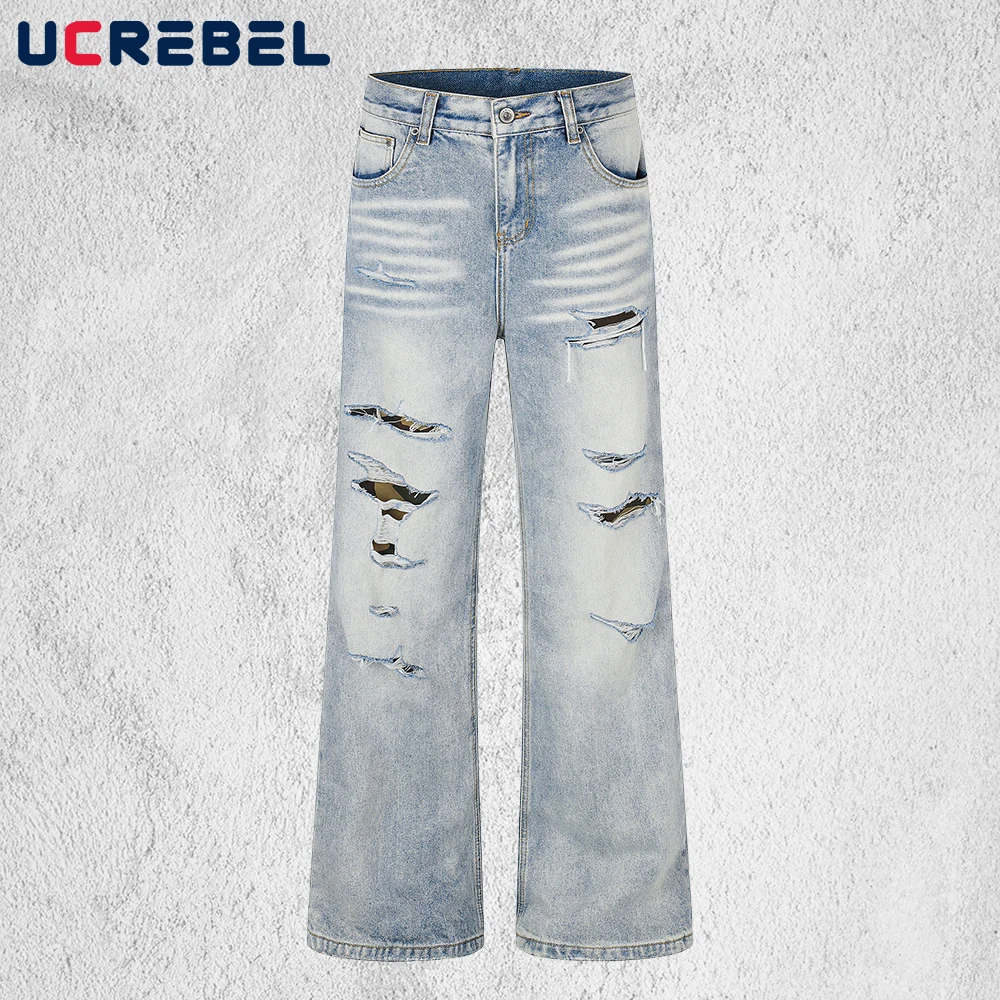 Ripped Hole Distressed Jeans Mens Artistically Weathered Washed Destroyed Baggy Casual Whisker Flare Denim Pants Man
Ripped Hole Distressed Jeans Mens Artistically Weathered Washed Destroyed Baggy Casual Whisker Flare Denim Pants Man