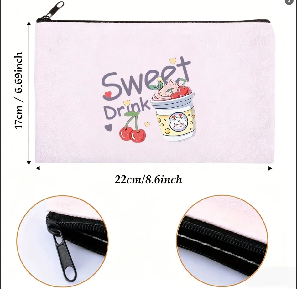 1PC Sweet Drink Cherry Ice Cream Bunny Canvas Zipper Pouch Kawaii Cartoon Print Makeup Coin Stationery Storage Bag
1PC Sweet Drink Cherry Ice Cream Bunny Canvas Zipper Pouch Kawaii Cartoon Print Makeup Coin Stationery Storage Bag