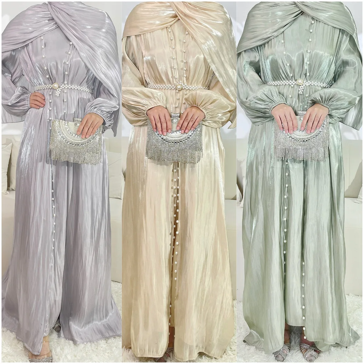 New Summer Cross-Border Women's Fashion Pure Color Silk Dress Set Three-Piece Long Gown Shiny Taffeta Ethnic Stage Costume
New Summer Cross-Border Women's Fashion Pure Color Silk Dress Set Three-Piece Long Gown Shiny Taffeta Ethnic Stage Costume