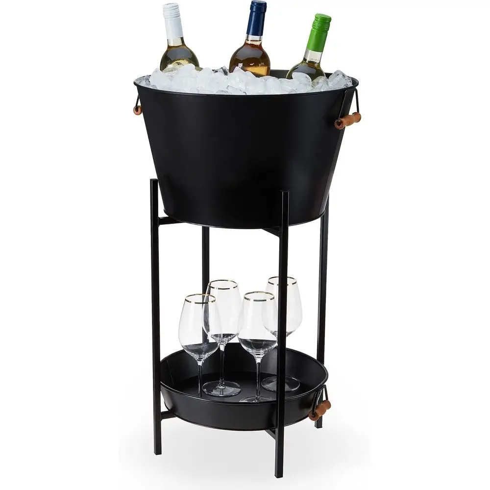 Collapsible Stand Metal Beverage Tub, Large Ice Drink Bucket with Acacia Wood Handles, 3-Piece Party Set
Collapsible Stand Metal Beverage Tub, Large Ice Drink Bucket with Acacia Wood Handles, 3-Piece Party Set