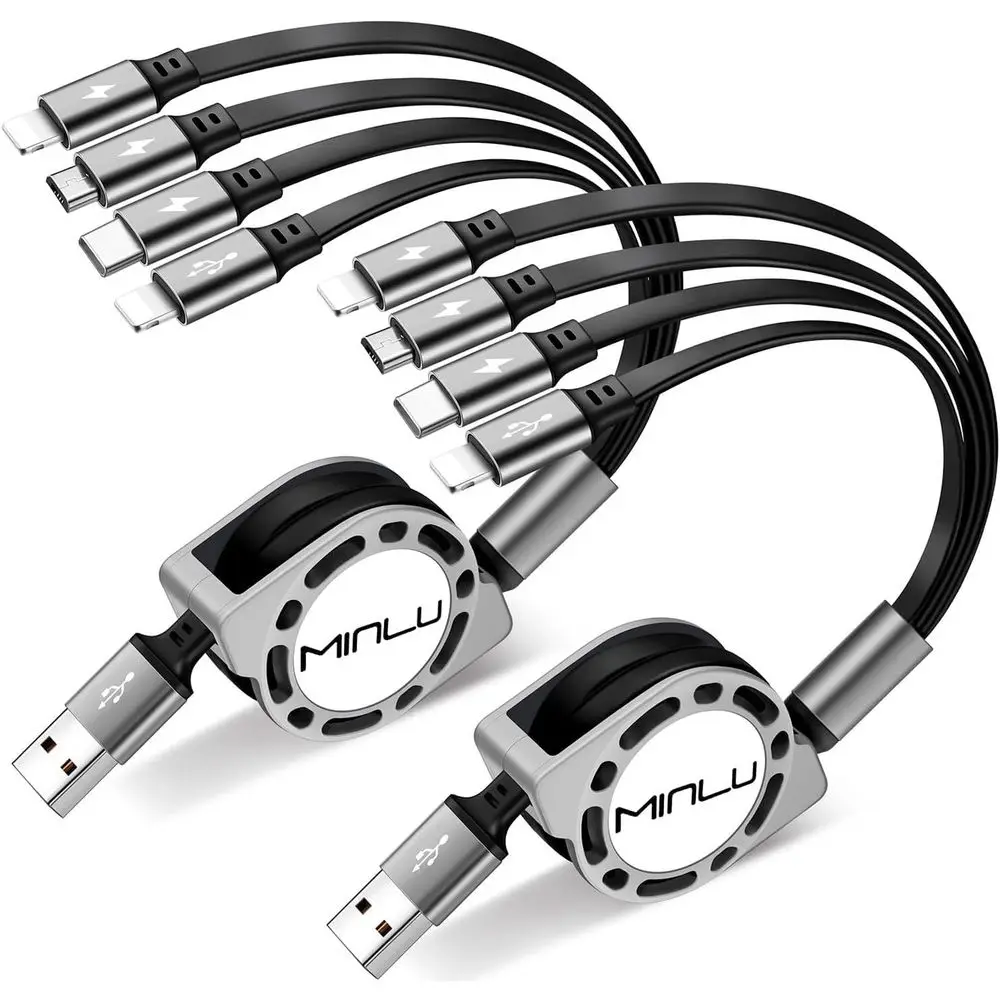 Выдвижной USB-кабель 4-в-1 с несколькими портами, включая Type-C и Micro USB, для телефонов, планшетов и iPad.
Выдвижной USB-кабель 4-в-1 с несколькими портами, включая Type-C и Micro USB, для телефонов, планшетов и iPad.