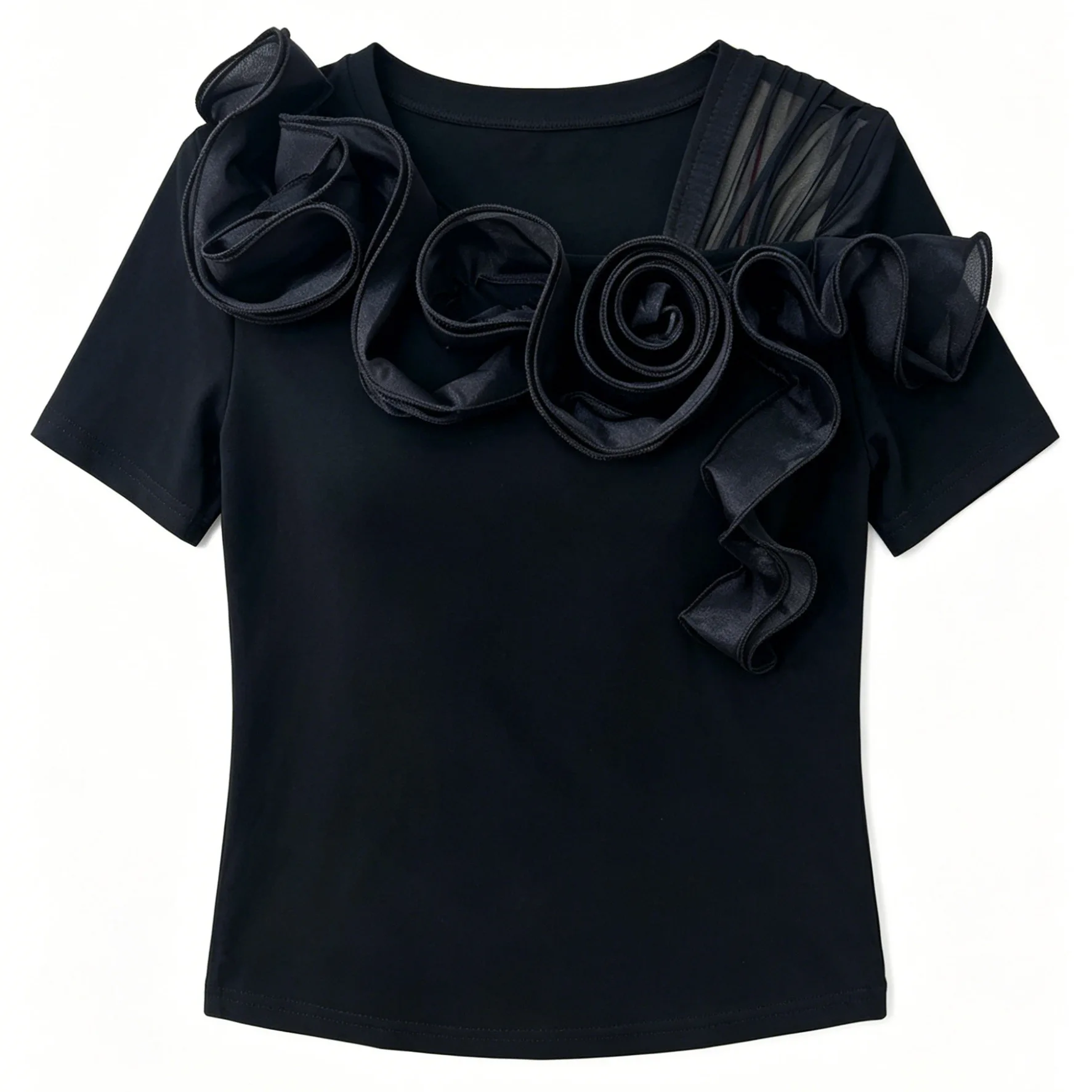MadBlack-Women European T-Shirt, Sexy Skew Collar 3D Floral Ruffles, Hotsweet Short Sleeve Slim M-3XL Tee, 2026 Summer T65401CC
MadBlack-Women European T-Shirt, Sexy Skew Collar 3D Floral Ruffles, Hotsweet Short Sleeve Slim M-3XL Tee, 2026 Summer T65401CC