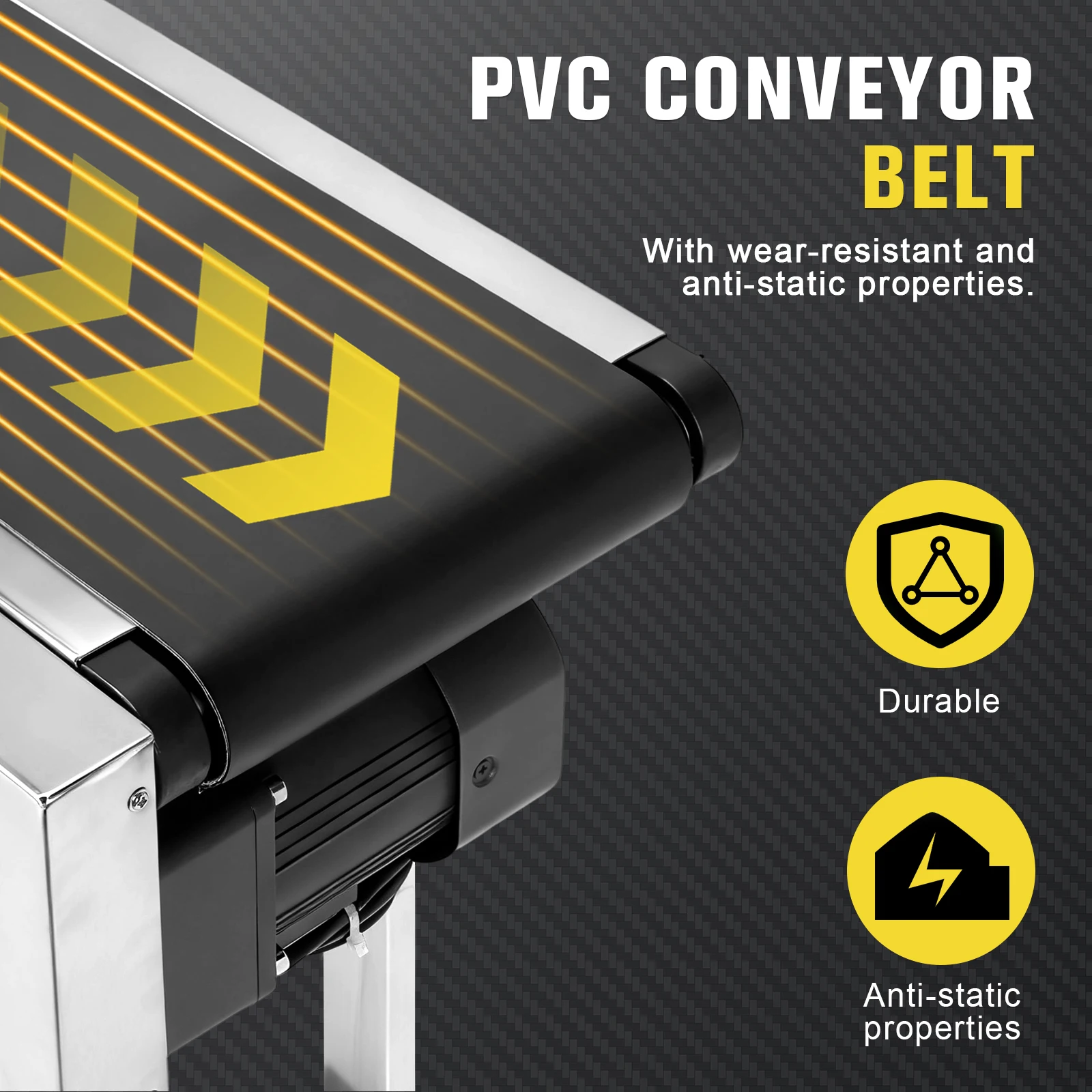 PVC Flat Conveyor Belt Systems 59x7.8in Electric PVC Conveyor with Double Guardrails Adjustable Speed for Industrial Transport
PVC Flat Conveyor Belt Systems 59x7.8in Electric PVC Conveyor with Double Guardrails Adjustable Speed for Industrial Transport
