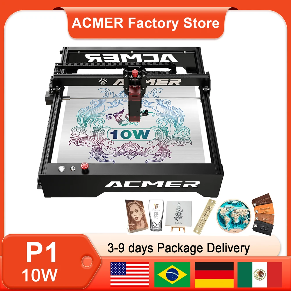ACMER Laser Engraving P1 10W Air Assist System WIFI APP Control Woodworkers Metal Engraving Laser Cutting Machine 
ACMER Laser Engraving P1 10W Air Assist System WIFI APP Control Woodworkers Metal Engraving Laser Cutting Machine