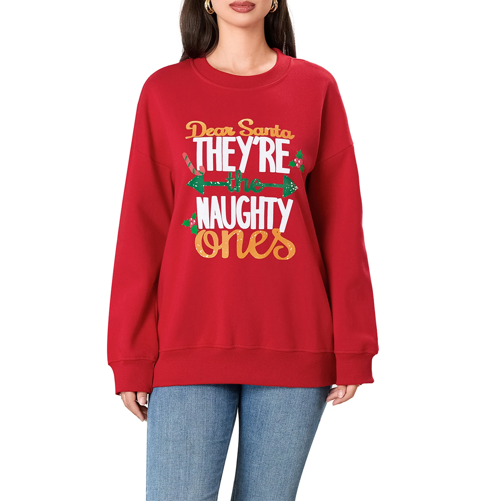 Women's Christmas Pullover Letter Print Long Sleeve Crew Neck Loose Fit Sweatshirt for Fall Winter
Women's Christmas Pullover Letter Print Long Sleeve Crew Neck Loose Fit Sweatshirt for Fall Winter
