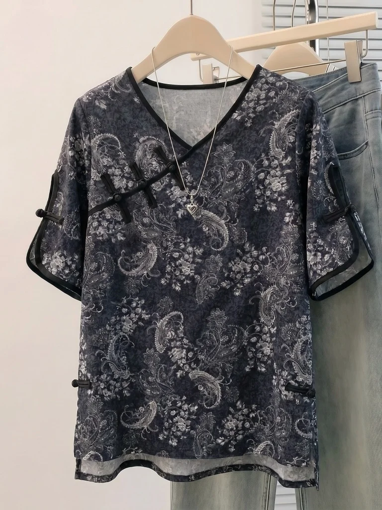 New Chinese Style Thin Short Sleeve Loose Women's Shirt Summer 2026 plus Size Slimming Top Shoulder Width Regular Length
New Chinese Style Thin Short Sleeve Loose Women's Shirt Summer 2026 plus Size Slimming Top Shoulder Width Regular Length