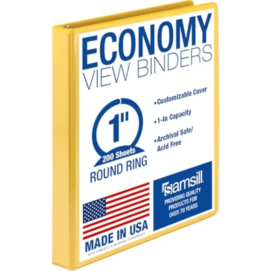 Economy 3 Ring Presentation View Binder, 1 Inch Round Ring, Yellow Holds 200Sheets, Customizable Clear View Cover
Economy 3 Ring Presentation View Binder, 1 Inch Round Ring, Yellow Holds 200Sheets, Customizable Clear View Cover