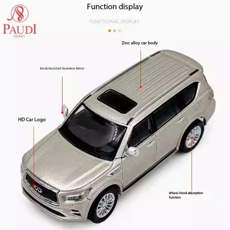 Paudi масштаб 1/64 Infiniti QX80 2020, модель автомобиля из сплава для взрослых, классическая коллекция, подарок, сувенир, игрушка для мальчика
Paudi масштаб 1/64 Infiniti QX80 2020, модель автомобиля из сплава для взрослых, классическая коллекция, подарок, сувенир, игрушка для мальчика