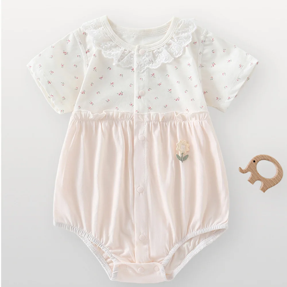 Baby Bodysuit Short Sleeve Floral Patchwork Cotton Lace Ruffles Collar Princess 1st Birthday Infant Girl Romper
Baby Bodysuit Short Sleeve Floral Patchwork Cotton Lace Ruffles Collar Princess 1st Birthday Infant Girl Romper