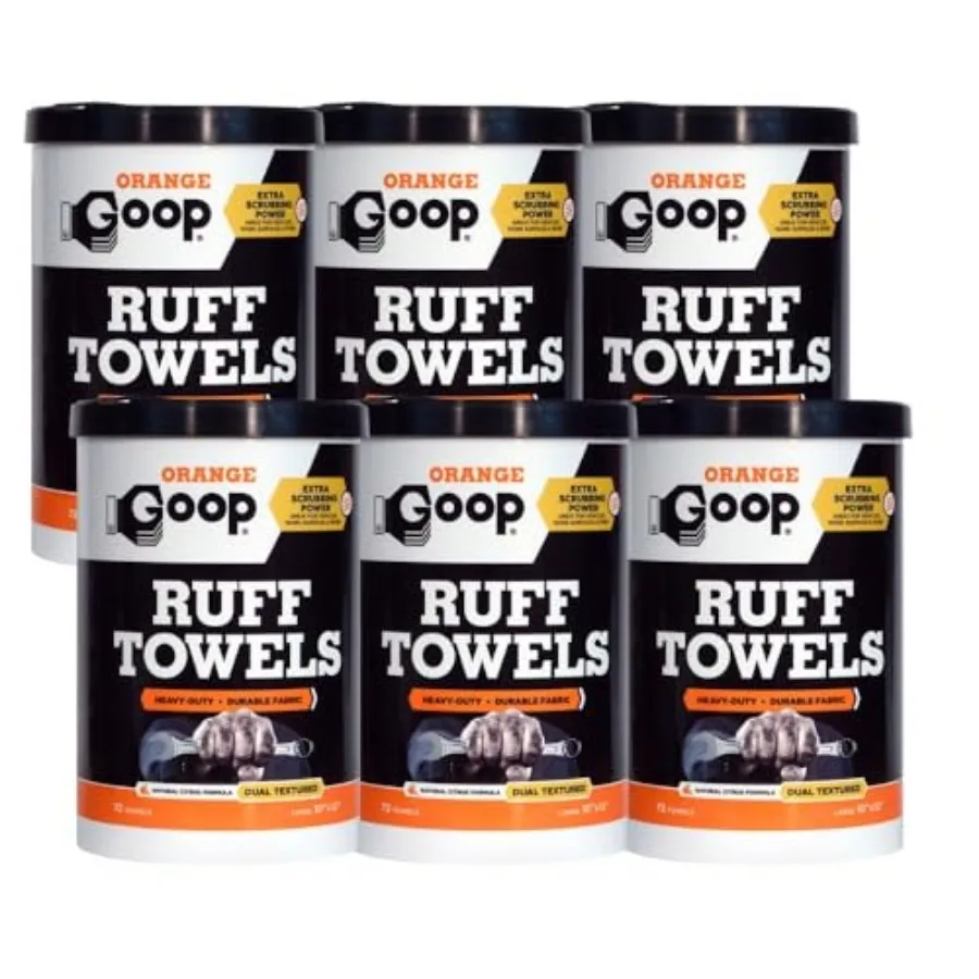 GOOP Heavy Duty Ruff Towels with Scrubbing Power, 10" x 12" Dual Textured Multi-Purpose Cleaning Wipes, Removes Dirt, Grease, O
GOOP Heavy Duty Ruff Towels with Scrubbing Power, 10" x 12" Dual Textured Multi-Purpose Cleaning Wipes, Removes Dirt, Grease, O