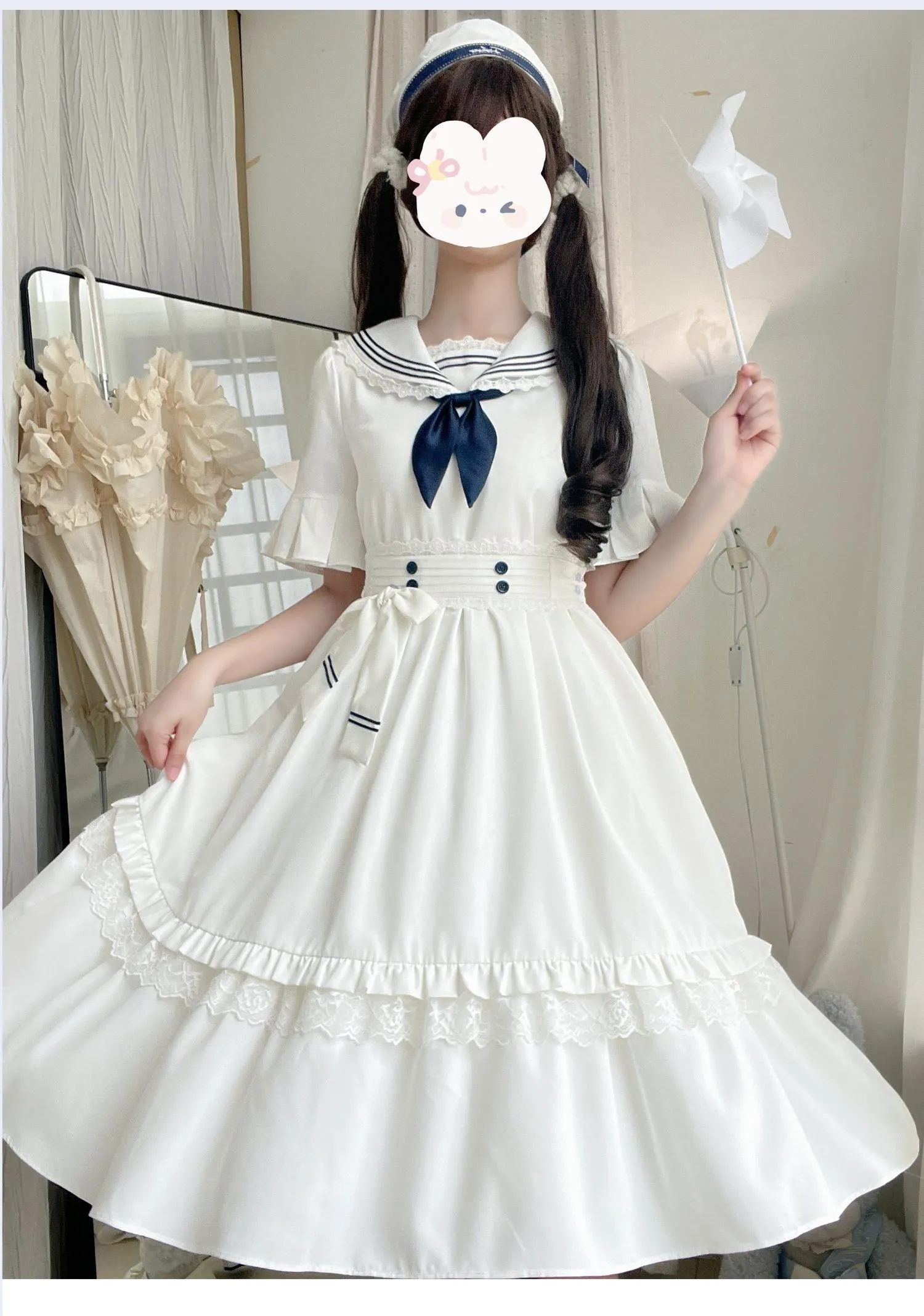 Women Japanese Sailor Style White Dress With Navy Collar Bow Waist Cinched School Uniform Jk Inspired Summer Elegant Midi Dress
Women Japanese Sailor Style White Dress With Navy Collar Bow Waist Cinched School Uniform Jk Inspired Summer Elegant Midi Dress