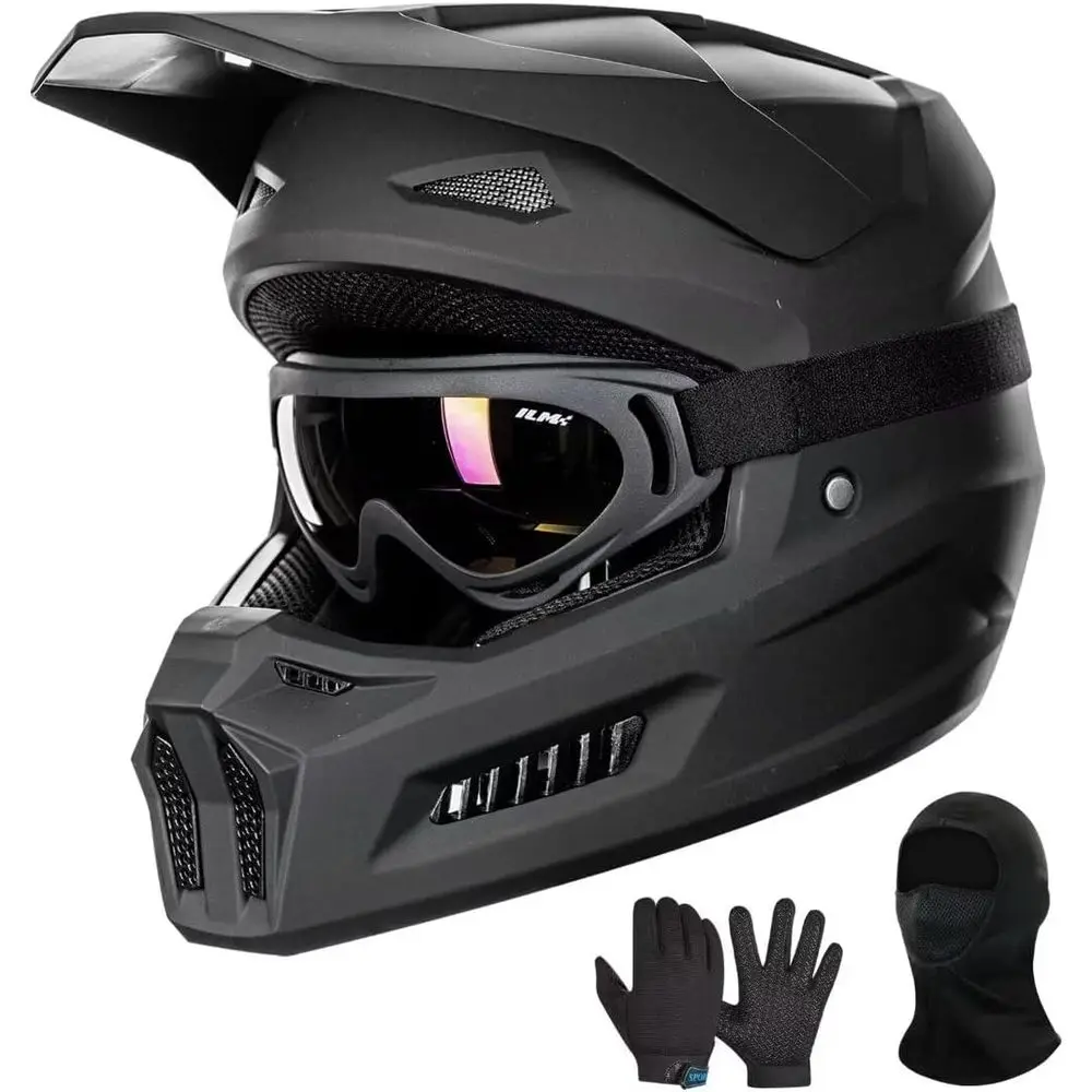 Youth Dirt Bike Helmet with Goggles, Gloves, and Mask, DOT Certified, Matte Black, Youth-Large
Youth Dirt Bike Helmet with Goggles, Gloves, and Mask, DOT Certified, Matte Black, Youth-Large