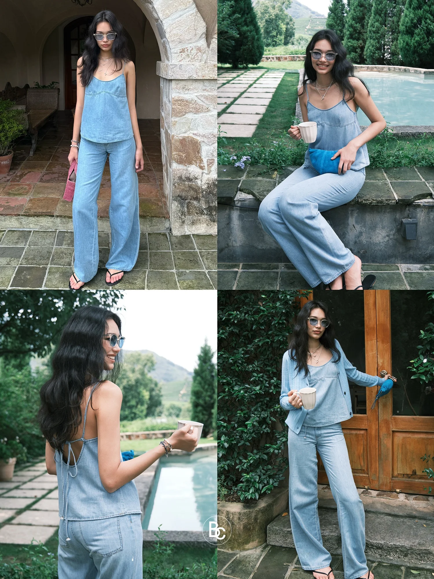 Betchow Summer Fre Light Blue Cotton Wide Leg Pants And Strap Vest Two Piece Set Comfortable Soft Denim Women's Faion
Betchow Summer Fre Light Blue Cotton Wide Leg Pants And Strap Vest Two Piece Set Comfortable Soft Denim Women's Faion