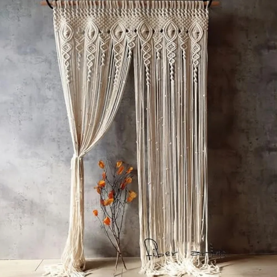 Macrame Curtain Wall Hanging Handmade Boho Curtains for Wedding Backdrop Arch Closet Room Divider Boho Wall Decor 40"X80"
Macrame Curtain Wall Hanging Handmade Boho Curtains for Wedding Backdrop Arch Closet Room Divider Boho Wall Decor 40"X80"