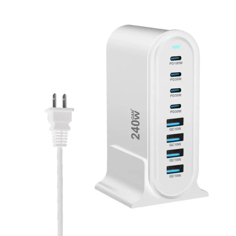 240W Desktop GaN Charger 8-port USB Type C PD Charger Fast Charge 3.0 USB Type C Fast Charger Mobile USB Charger
240W Desktop GaN Charger 8-port USB Type C PD Charger Fast Charge 3.0 USB Type C Fast Charger Mobile USB Charger