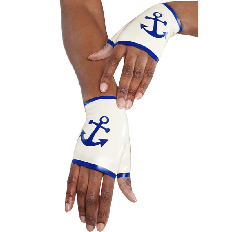 White And Blue Sailor Sexy Fingerless Short Latex Gloves Mittens Rubber Gauntlets ST-0114
White And Blue Sailor Sexy Fingerless Short Latex Gloves Mittens Rubber Gauntlets ST-0114