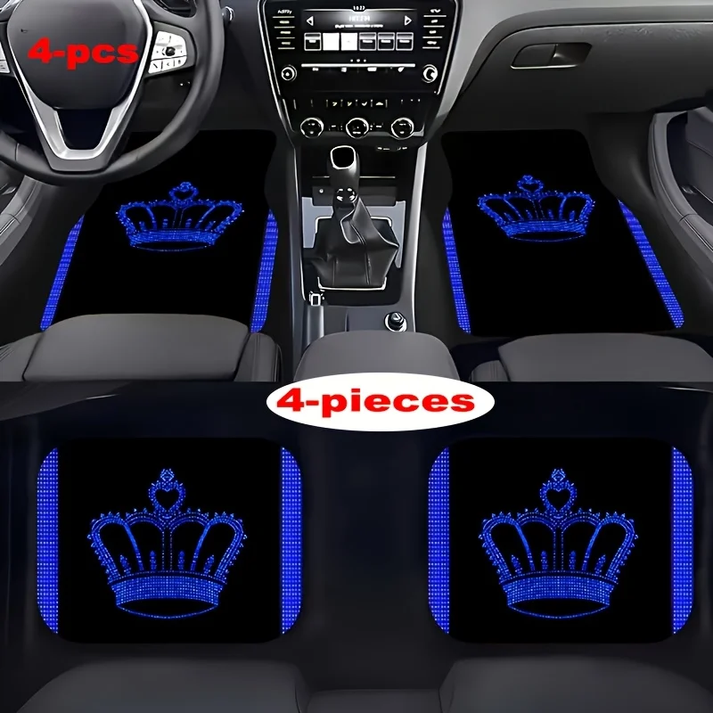 4pcs Blue Large Crown Pattern Car Floor Mat-polyester Fiber Material, Anti-slip Lining, Easy To Clean, Car Interior Assembly, Su
4pcs Blue Large Crown Pattern Car Floor Mat-polyester Fiber Material, Anti-slip Lining, Easy To Clean, Car Interior Assembly, Su