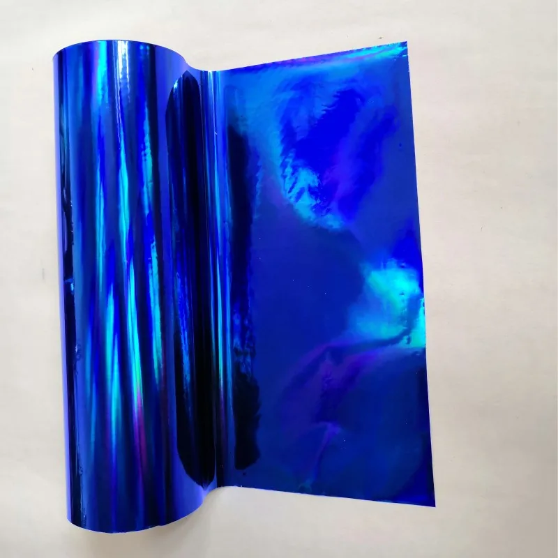 Hot stamping foil blue color plain holographic foil hot press on paper or plastic 21cm x120m heat stamping film
Hot stamping foil blue color plain holographic foil hot press on paper or plastic 21cm x120m heat stamping film