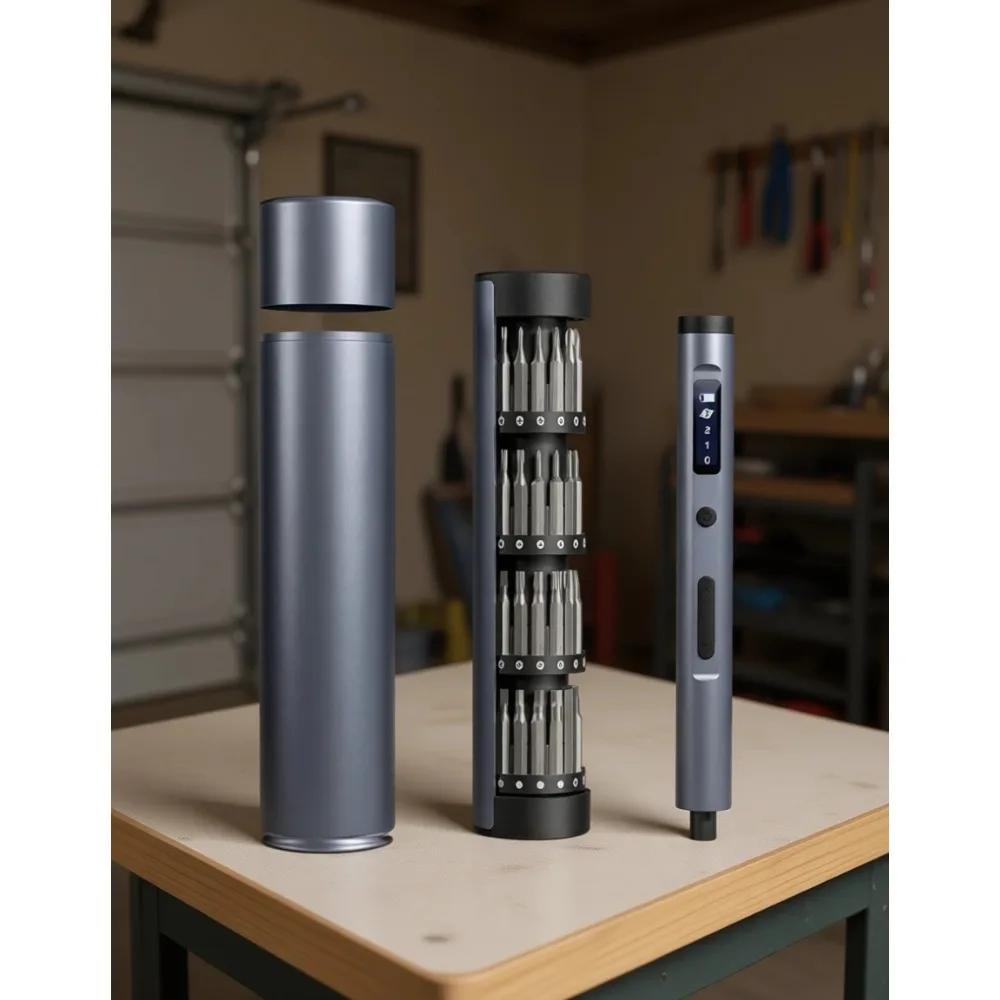 Cordless Precision Screwdriver Kit 60 Bits Rechargeable 3 Torque Levels LED Light Aluminum Magnetic Case
Cordless Precision Screwdriver Kit 60 Bits Rechargeable 3 Torque Levels LED Light Aluminum Magnetic Case