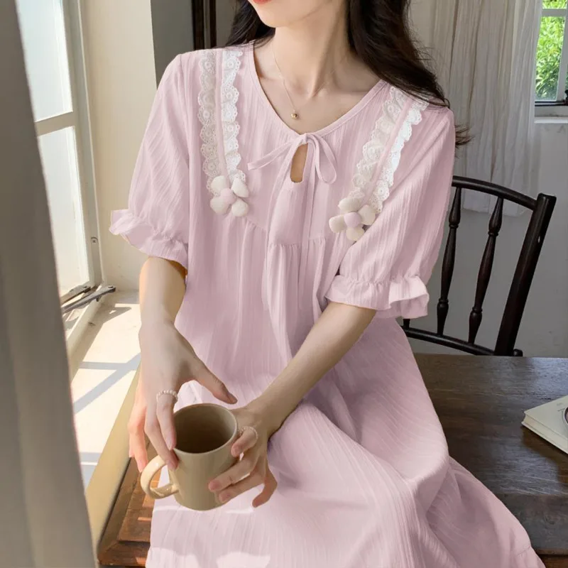 Womens Nightdress Cotton Lace Half Sleeve Nightgowns Sweet Princess Floral Long Sleepshirt Night Dress Pajamas Nightwear Outwear
Womens Nightdress Cotton Lace Half Sleeve Nightgowns Sweet Princess Floral Long Sleepshirt Night Dress Pajamas Nightwear Outwear