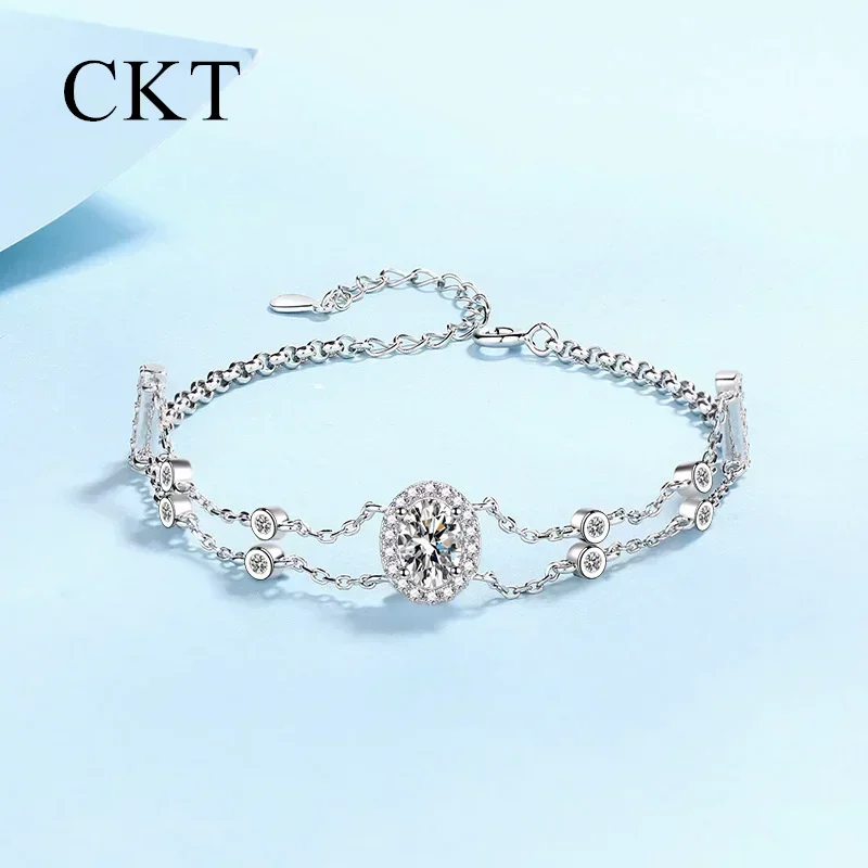 18K White Gold Classic women's Platinum PT950 double chain 1ct Moissanite Dcolor Diamond bracelet for girlfriend ins jewelry
18K White Gold Classic women's Platinum PT950 double chain 1ct Moissanite Dcolor Diamond bracelet for girlfriend ins jewelry