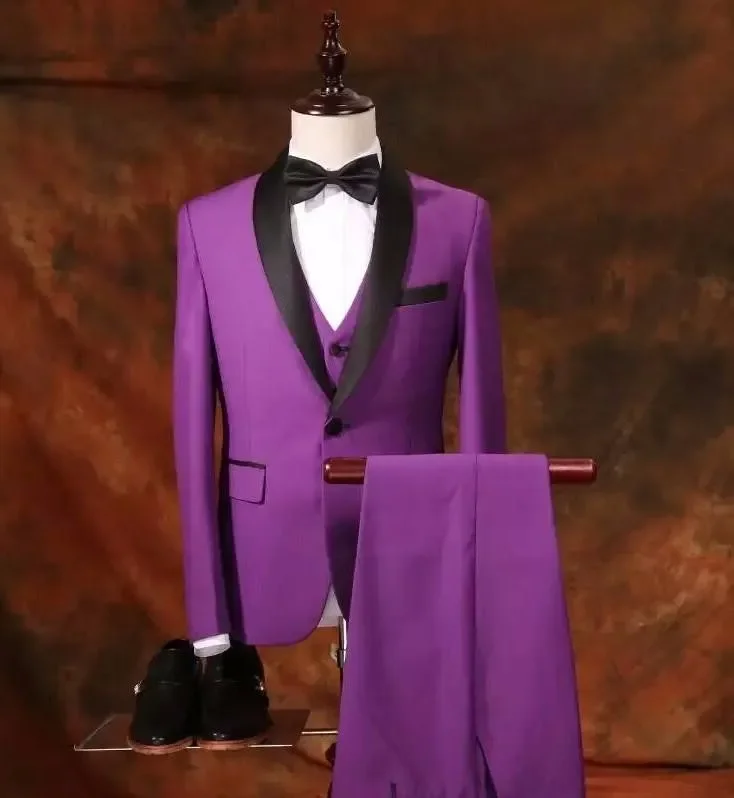 High Quality Purple Satin Shawl Lape Suit Prom Colorful Party Suits for Men Custom Slim Fit 3 Piece Groom Tuxedo Costume Homme
High Quality Purple Satin Shawl Lape Suit Prom Colorful Party Suits for Men Custom Slim Fit 3 Piece Groom Tuxedo Costume Homme