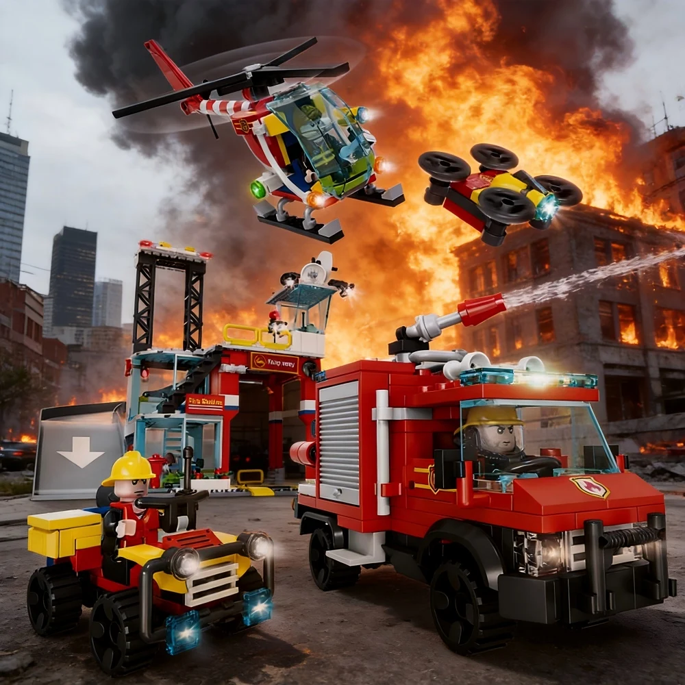 651 Pcs Track Fire Station Building Blocks, MOC Toy Set with Railway, DIY Creative Home Decor Ornament, Best Gift for Kids.
651 Pcs Track Fire Station Building Blocks, MOC Toy Set with Railway, DIY Creative Home Decor Ornament, Best Gift for Kids.